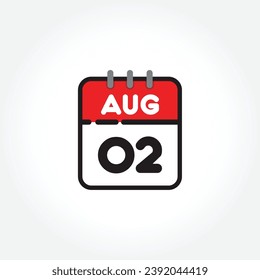 vector illustration of flat calendar icon. Simple calendar with August 02