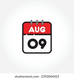 ilustración vectorial del icono de calendario plano. Calendario simple con agosto de 2009