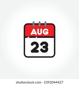 ilustración vectorial del icono de calendario plano. Calendario simple con 23 de agosto