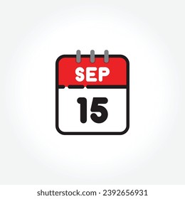 vector illustration of flat calendar icon. Simple calendar with September 15