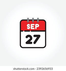 vector illustration of flat calendar icon. Simple calendar with September 27