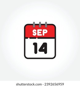 vector illustration of flat calendar icon. Simple calendar with September 14