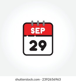 vector illustration of flat calendar icon. Simple calendar with September 29