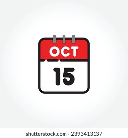 vector illustration of flat calendar icon. Simple calendar with October 15