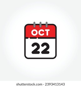 vector illustration of flat calendar icon. Simple calendar with October 22
