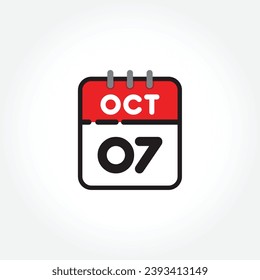 ilustración vectorial del icono de calendario plano. Calendario simple con octubre de 2007