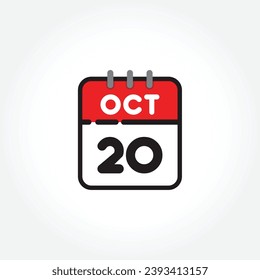 vector illustration of flat calendar icon. Simple calendar with October 20