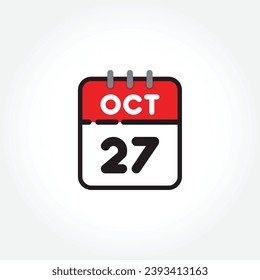ilustración vectorial del icono de calendario plano. Calendario simple con 27 de octubre