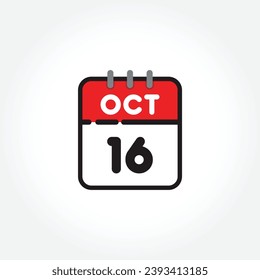 vector illustration of flat calendar icon. Simple calendar with October 16