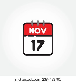 vector illustration of flat calendar icon. Simple calendar with November 17
