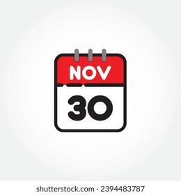 Vektorgrafik eines flachen Kalendersymbol. Einfache Kalenderversion mit 30. November
