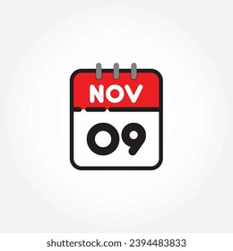 Vektorgrafik eines flachen Kalendersymbol. Einfache Kalenderversion mit November 09