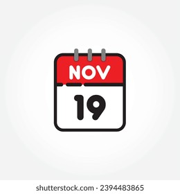 vector illustration of flat calendar icon. Simple calendar with November 19
