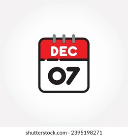 Icono vectorial de calendario plano. Calendario simple con diciembre de 2007
