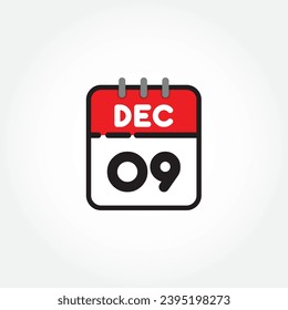 Icono vectorial de calendario plano. Calendario simple con diciembre de 2009 
