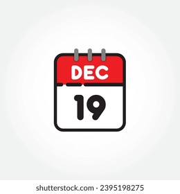 Vector illustration of flat calendar icon. Simple calendar with December 19 