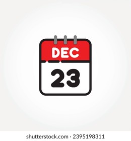 Icono vectorial de calendario plano. Calendario simple con 23 de diciembre