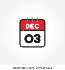 Vektorgrafik eines flachen Kalendersymbol. Einfache Kalenderdaten mit Dezember 03