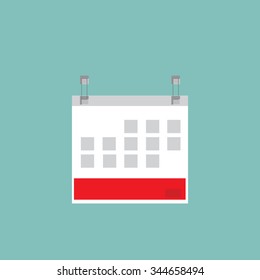 Vector illustration flat calendar icon on blue background.