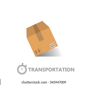 Vector illustration. Flat carton box. Transport and packaging, shipment. Post service and delivery.