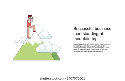 Vector illustration in flat cartoon simple style with characters - women climbing to the top of the mountain - business competition and challenge concept