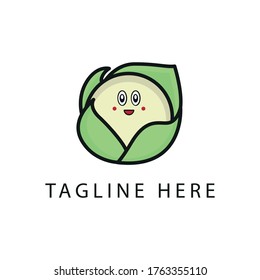 Vector illustration of a flat cauliflower character. cute cauliflower logo.