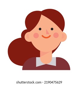 Vector illustration of a flat character of a woman, mother. Minimalist cartoon portrait. Social media avatar, web icon