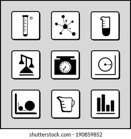 Vector Illustration of Flat Chemistry-Math-Science Icon Set