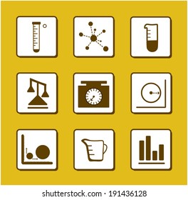 Vector Illustration of Flat Chemistry-Math-Science Icon Set