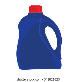 Vector illustration flat cleaner bottle for bathroom, kitchen, toilet. Blue laundry bottle