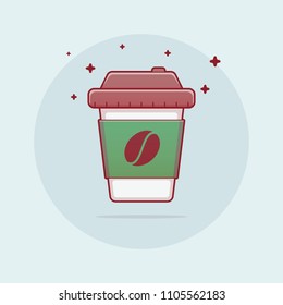 Vector illustration of flat coffee paper cup