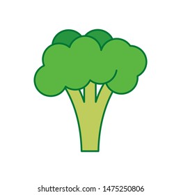 Vector illustration of flat colorful broccoli. Vector vegetable.