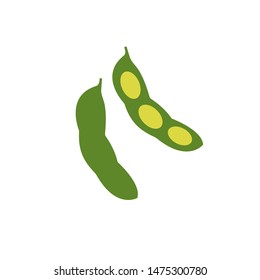 Vector illustration of flat colorful green bean. Vector vegetable.