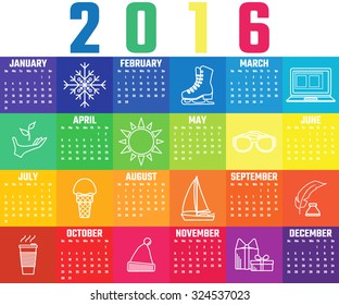 Vector Illustration of flat Colorful rainbow calendar for Design, Website, Background, Banner. Icon of month Template for your company brand Calender