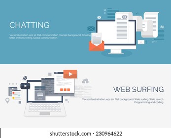 Vector illustration. Flat computing background. Programming and coding. Web development and search. Search engine optimization. Innovation and technologies. Mobile app.