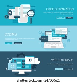 Vector illustration. Flat computing background. Programming and coding. Web development and search. Search engine optimization. Innovation and technologies. Mobile app.