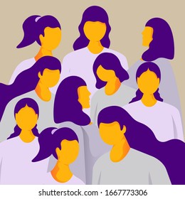 Vector illustration, a flat concept illustration of several women