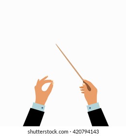  Vector illustration  of flat conductor orchestra hands. Colorful chorus conductor concept  for your design. 