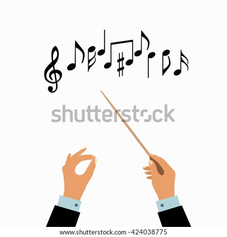  Vector illustration  of flat conductor orchestra hands. Colorful chorus conductor concept  for your design. 