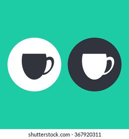 Vector illustration flat cup icon. Could be used as menu button, user interface element template, badge, sign, symbol, company logo