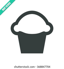Vector illustration flat cupcake icon. Could be used as menu button, user interface element template, badge, sign, symbol, company logo