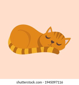 vector illustration flat cute sleeping cat