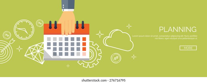 Vector illustration. Flat date and time background. Planning. Time management.