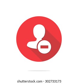 Vector illustration of flat delete user action and web interface icon .  Could be used as menu button, user interface element template, badge, sign, symbol, company logo