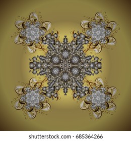 Vector illustration. Flat design with abstract snowflakes isolated on colors background. Vector snowflakes background