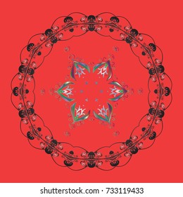 Vector illustration. Flat design with abstract snowflakes isolated on colors background. Snowflakes pattern. Snowflake colorful pattern. Vector snowflakes background.