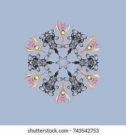 Vector illustration. Flat design with abstract snowflakes isolated on background. Snowflakes background. Snowflakes pattern. Snowflake ornamental pattern.