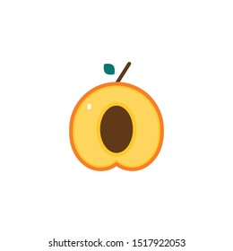 Vector illustration flat design of apricot icon, healthy fruit sign and symbol. Editable stroke.