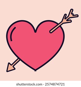 Vector illustration flat design arrow piercing love