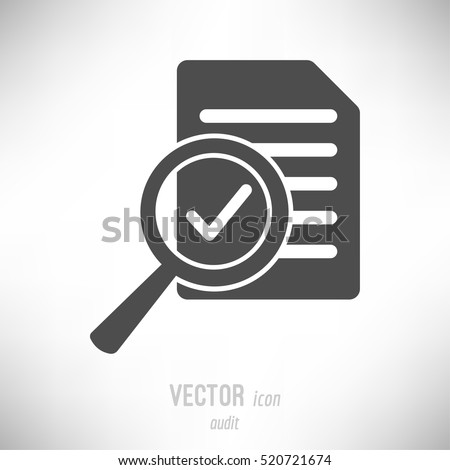 Vector illustration of flat design audit icon. dark grey